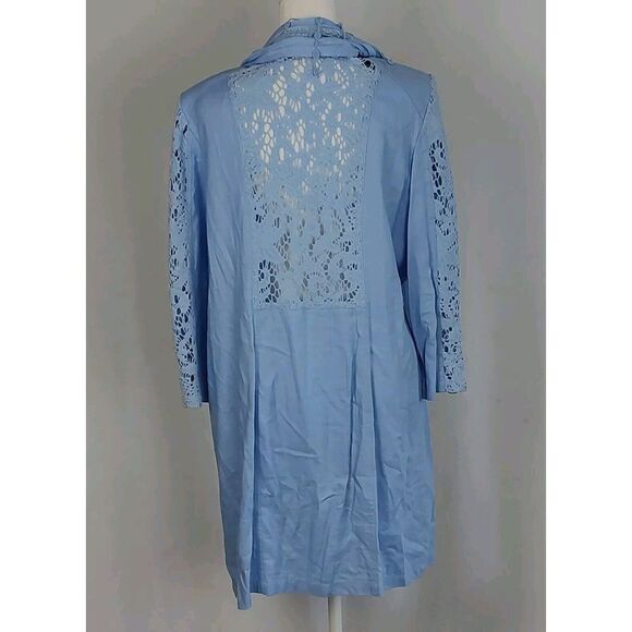 Chico's Lovely Lace Mix Duster Jacket Size 2 Large With Scarf - Picture 2 of 9